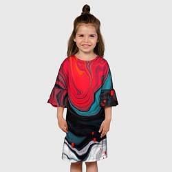 Платье клеш для девочки Абстракция эбру, цвет: 3D-принт — фото 2