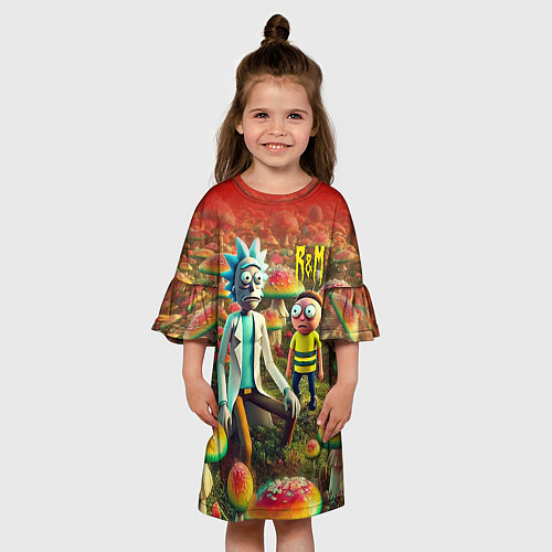 Детское платье Рик и Морти заблудились в мухоморном поле / 3D-принт – фото 3