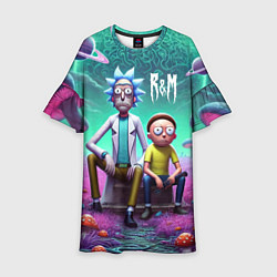 Детское платье Рик и Морту на сказочной грибной планете - нейроар