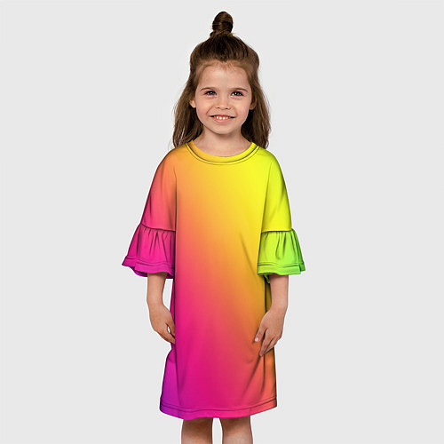 Детское платье Градиент зелёно-фиолетовый насыщенный / 3D-принт – фото 3