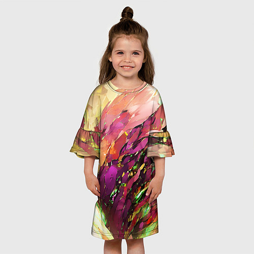 Детское платье Красно-жёлтая абстракция / 3D-принт – фото 3