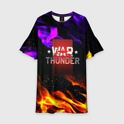 Платье клеш для девочки Warthunder neon flame, цвет: 3D-принт