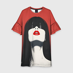 Платье клеш для девочки Девушка на красном фоне, цвет: 3D-принт