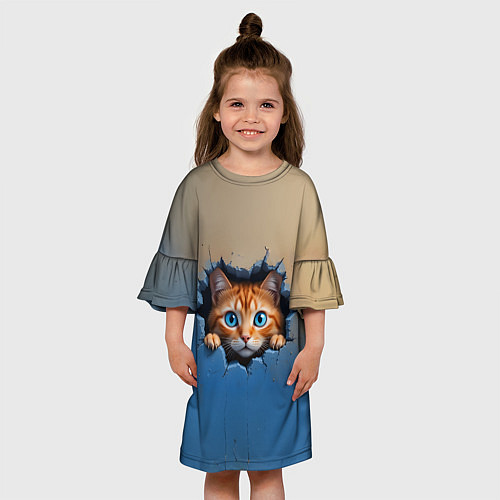 Детское платье Выглядывающий котенок / 3D-принт – фото 3