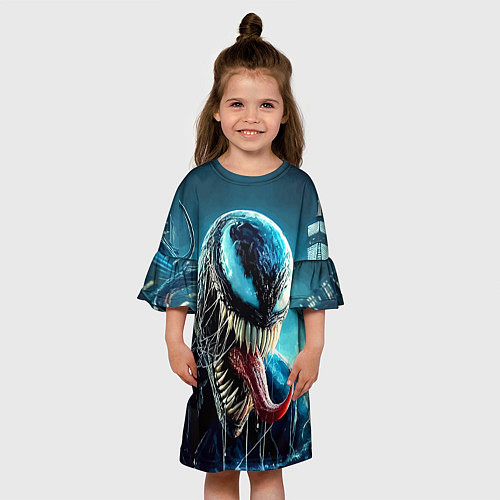 Детское платье Venom in metropolis - ai art neon fantasy / 3D-принт – фото 3