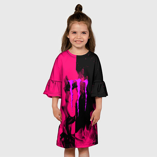Детское платье Monster energy fire pink / 3D-принт – фото 3