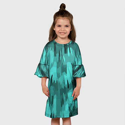 Детское платье Бирюзовый камуфляж / 3D-принт – фото 3