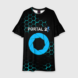 Платье клеш для девочки Portal соты броня, цвет: 3D-принт