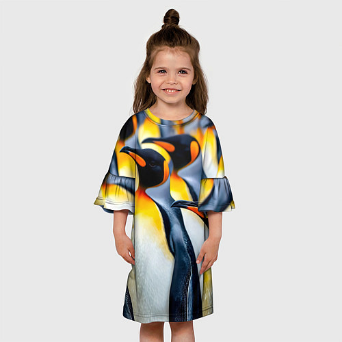 Детское платье Стая пингвинов / 3D-принт – фото 3