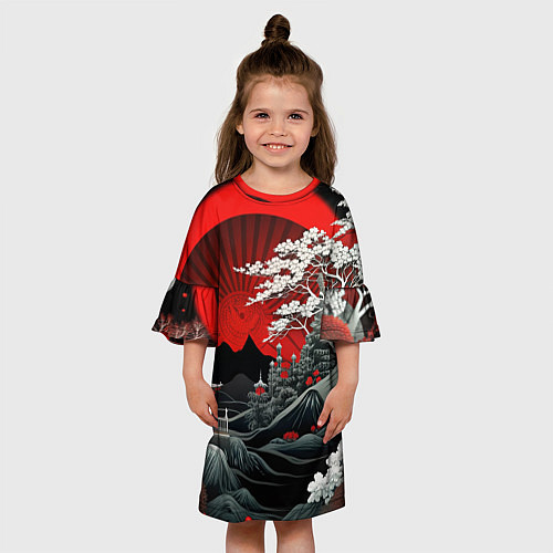 Детское платье Деревья Японии и природа / 3D-принт – фото 3