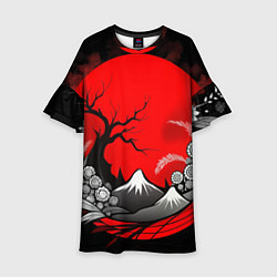 Платье клеш для девочки Природа Японии - абстракция, цвет: 3D-принт