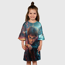 Платье клеш для девочки Гарри Поттер и магические искры, цвет: 3D-принт — фото 2