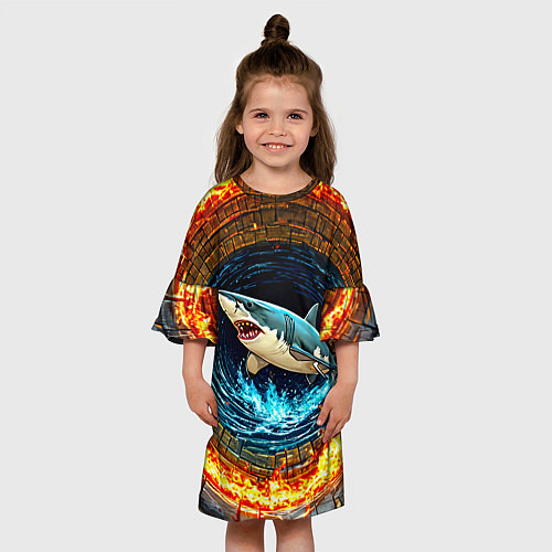 Детское платье Акула в огненом колодце / 3D-принт – фото 3