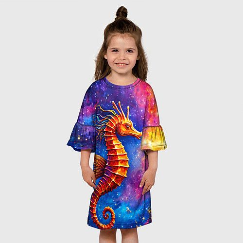 Детское платье Морской конек в космосе / 3D-принт – фото 3