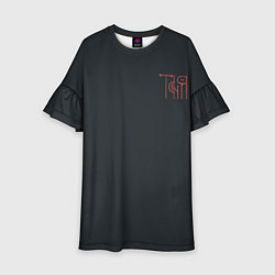 Платье клеш для девочки Вязью Татьяна - красная надпись, цвет: 3D-принт