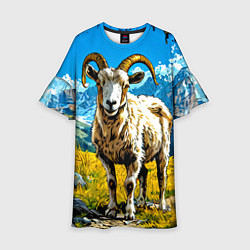 Платье клеш для девочки Горный козел, цвет: 3D-принт