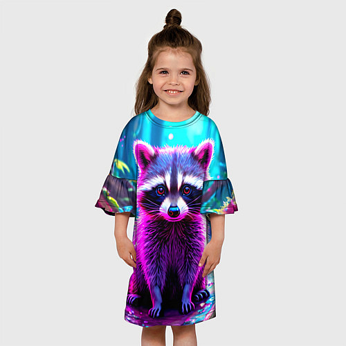 Детское платье Енотик в сказочном лесу / 3D-принт – фото 3