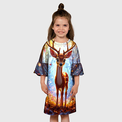 Детское платье Олень в искристом лесу / 3D-принт – фото 3
