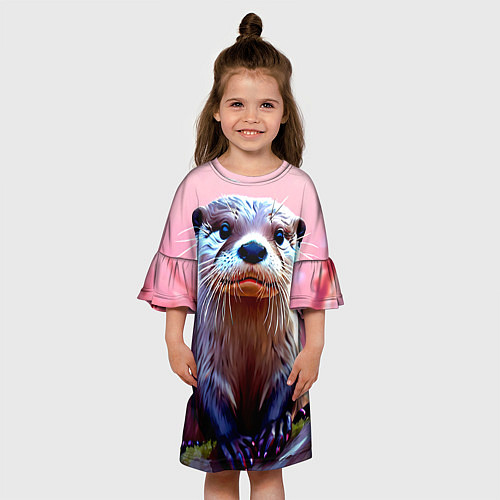 Детское платье Выдра в розовом цвете / 3D-принт – фото 3