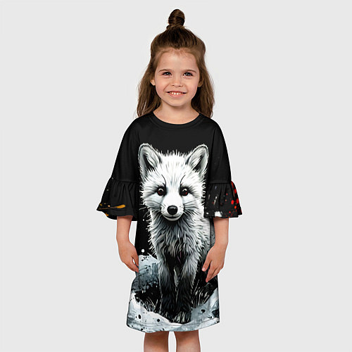 Детское платье Песец на черном / 3D-принт – фото 3