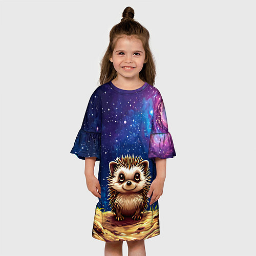 Детское платье Ежик и звездное небо / 3D-принт – фото 3