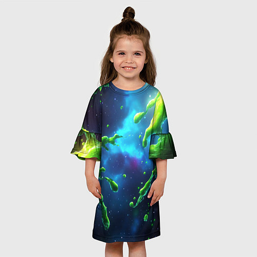 Детское платье Зеленые брызги / 3D-принт – фото 3