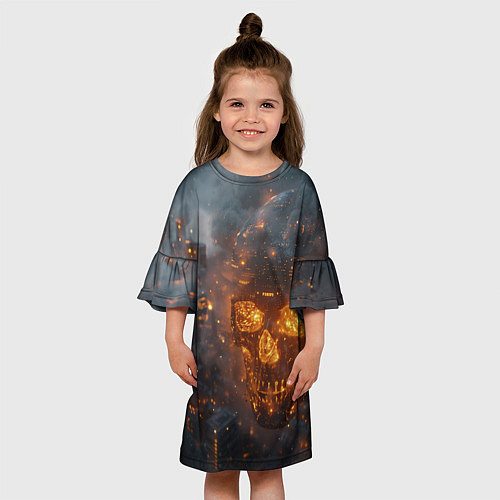 Детское платье Череп - огонь / 3D-принт – фото 3