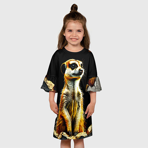 Детское платье Сурикат на черном / 3D-принт – фото 3