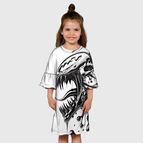 Детское платье Свирепая морда Венома - ядовитая слизь / 3D-принт – фото 3