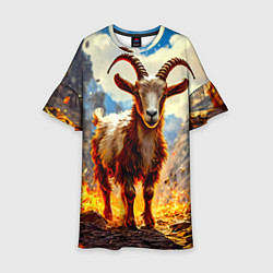 Платье клеш для девочки Козел в огне, цвет: 3D-принт