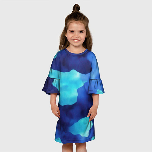 Детское платье Камуфляж в синих оттенках / 3D-принт – фото 3