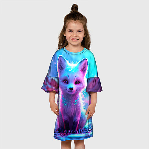 Детское платье Песец в неоновом свете / 3D-принт – фото 3
