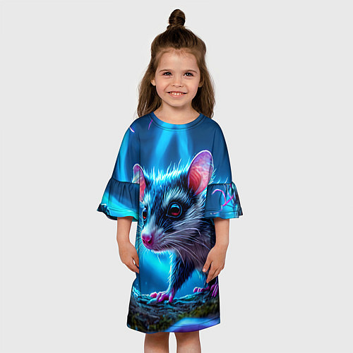 Детское платье Опоссум в синей туманности / 3D-принт – фото 3