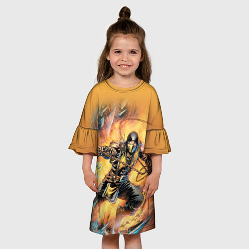 Детское платье Scorpion - Mortal Kombat / 3D-принт – фото 3