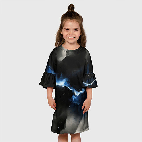 Детское платье Синий разлом на черной плите текстура / 3D-принт – фото 3