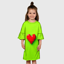 Платье клеш для девочки Пиксельное красное сердечко, цвет: 3D-принт — фото 2