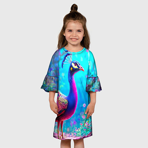 Детское платье Яркий павлин / 3D-принт – фото 3