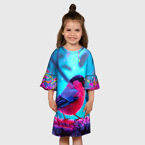 Детское платье Розовый снегирь / 3D-принт – фото 3