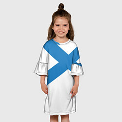 Платье клеш для девочки Военно-морской флот: Андреевский флаг, цвет: 3D-принт — фото 2