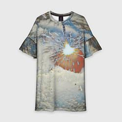 Детское платье Искрящийся мандарин на снегу