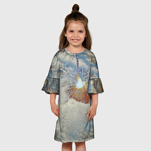 Детское платье Искрящийся мандарин на снегу / 3D-принт – фото 3