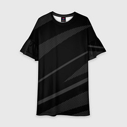 Платье клеш для девочки Чёрный с серым абстракция полосы, цвет: 3D-принт