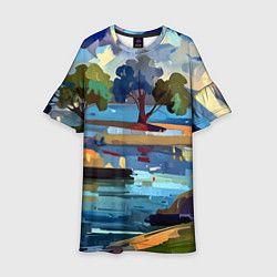 Детское платье Летний пейзаж маслом