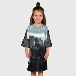 Платье клеш для девочки Бэтмен в искрах, цвет: 3D-принт — фото 2