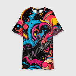 Платье клеш для девочки Psychedelic abstract guitar, цвет: 3D-принт