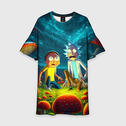 Платье клеш для девочки Rick and Morty on the fly agaric planet, цвет: 3D-принт
