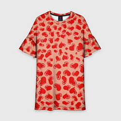 Платье клеш для девочки Сердца любви, цвет: 3D-принт