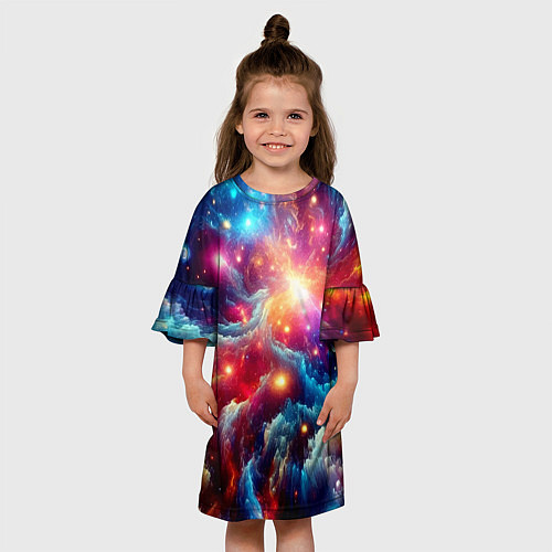 Детское платье Colorfull neon space clouds - ai art fantasy / 3D-принт – фото 3