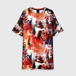 Платье клеш для девочки Огненные перья, цвет: 3D-принт