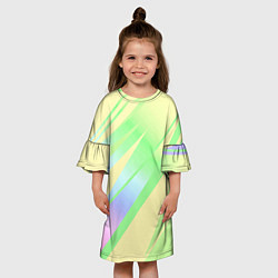 Платье клеш для девочки Жёлто-зелёный полосатый, цвет: 3D-принт — фото 2